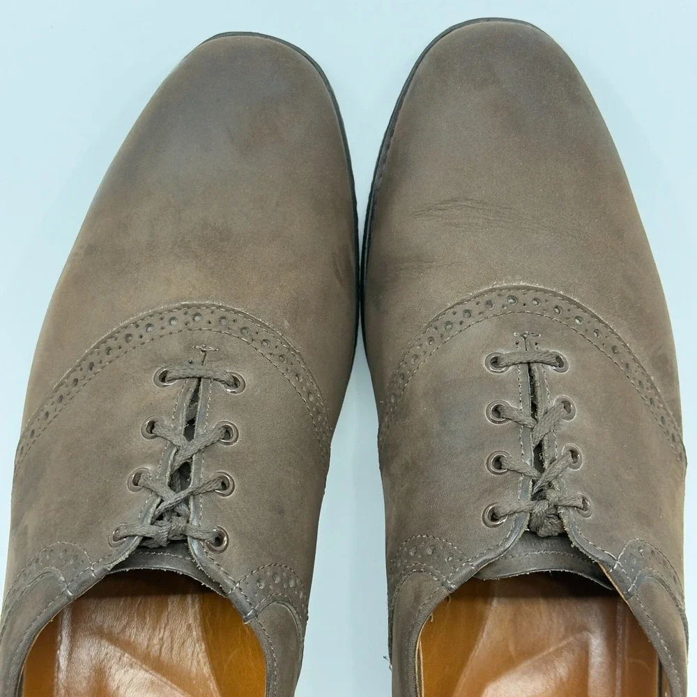 Allen Edmonds Oxfords Mens 13 AA Narrow Nubuck Vibram Gumlite Brown Brogue Suede